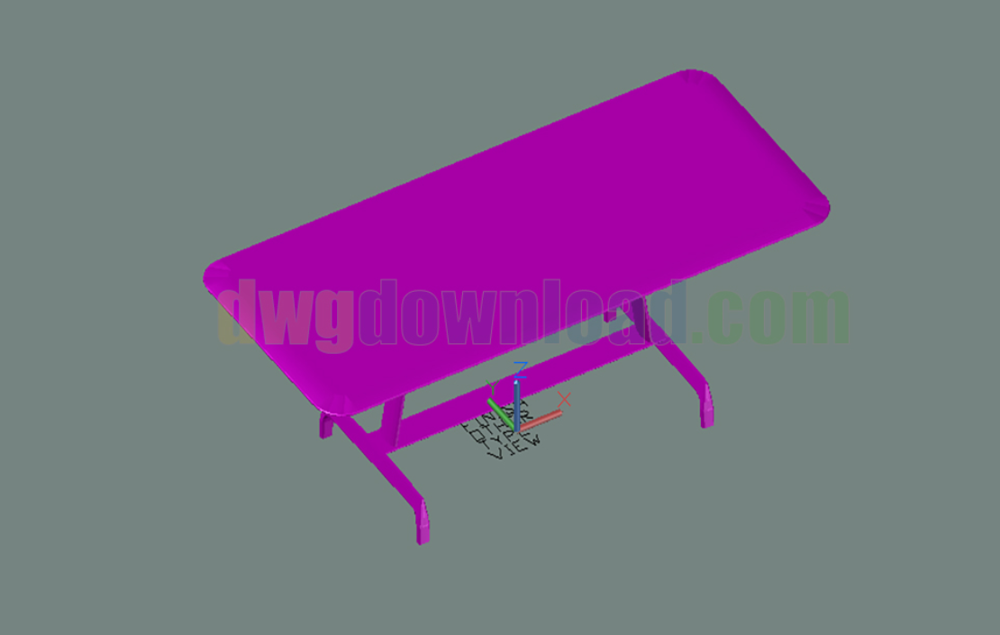 دانلود فایل اتوکد میز بیضی چهارگوشه سه‌بعدی DWG برای نرم‌افزار AutoCAD